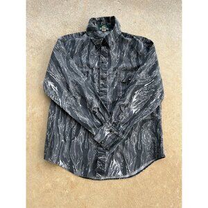 Vintage Bass Pro Shops Outdoors Gray Camouflage Button-Up Shirt Mens XL P3